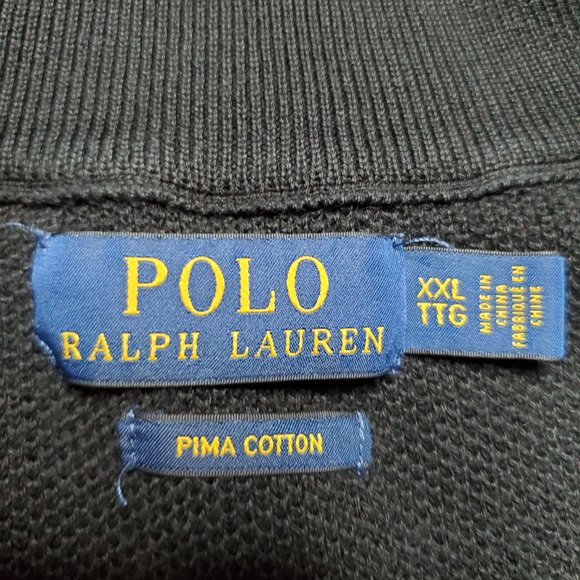 Polo Ralph Lauren Sweater Mens Large 1/4 Zip  Pullover Long Sleeve Black Pima - Picture 4 of 10